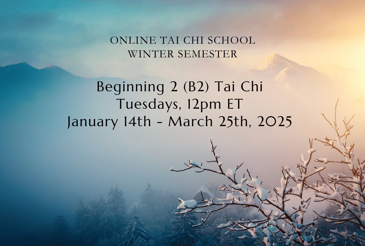 Visual for B2 tai chi class with wintery background